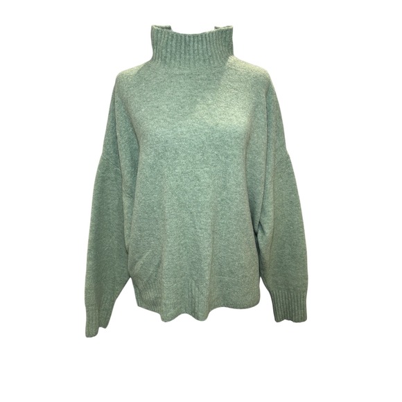 For the Republic Sage Green Wool Blend Mock Turtleneck Sweater Large Cozy Hygge - Picture 2 of 9